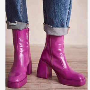 Free People Ruby Shine Platform Boot in Moody Magenta
